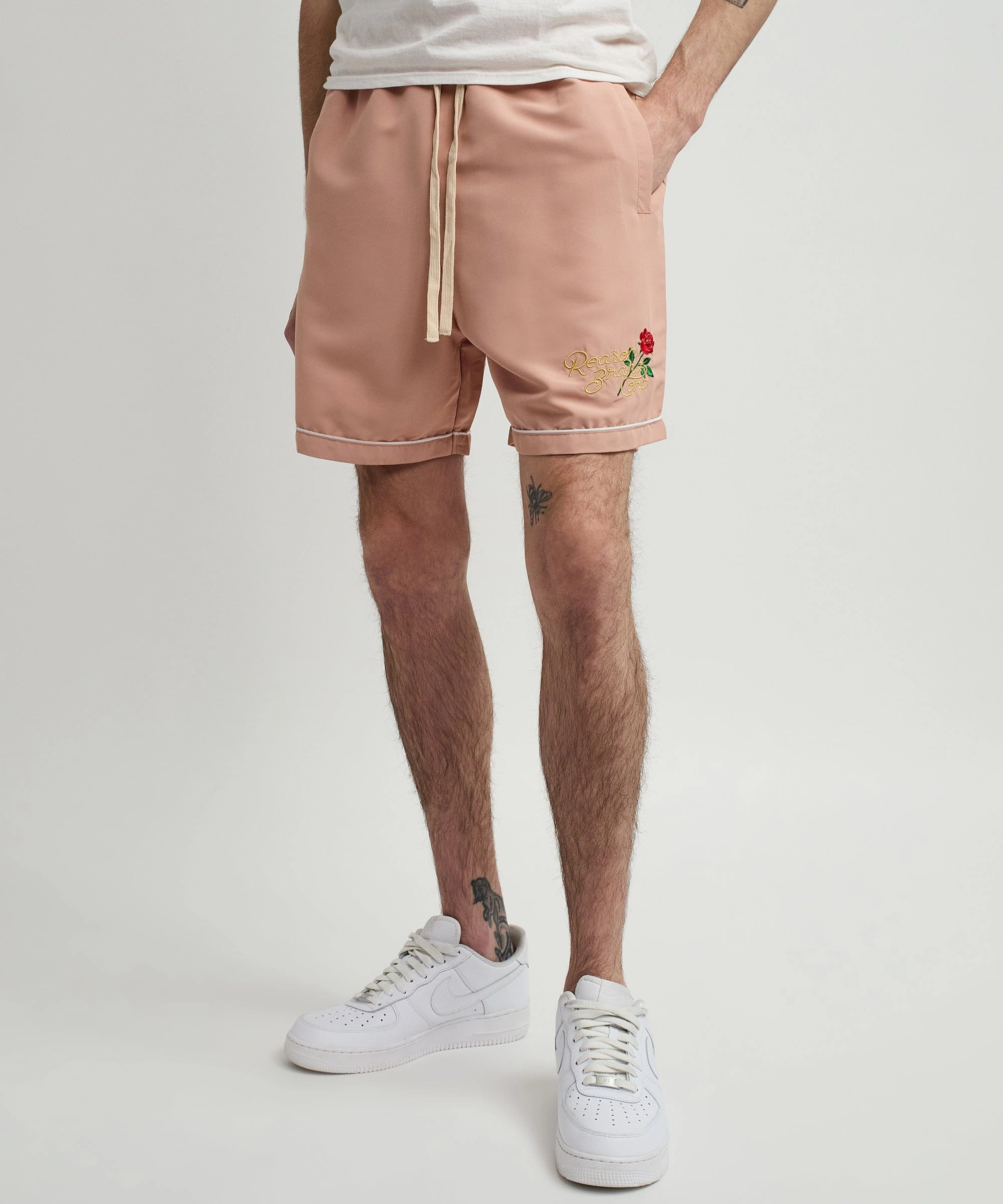 Zero Waste Production Label Loose Sweater Clubmaster Embroidered Shorts - Sand