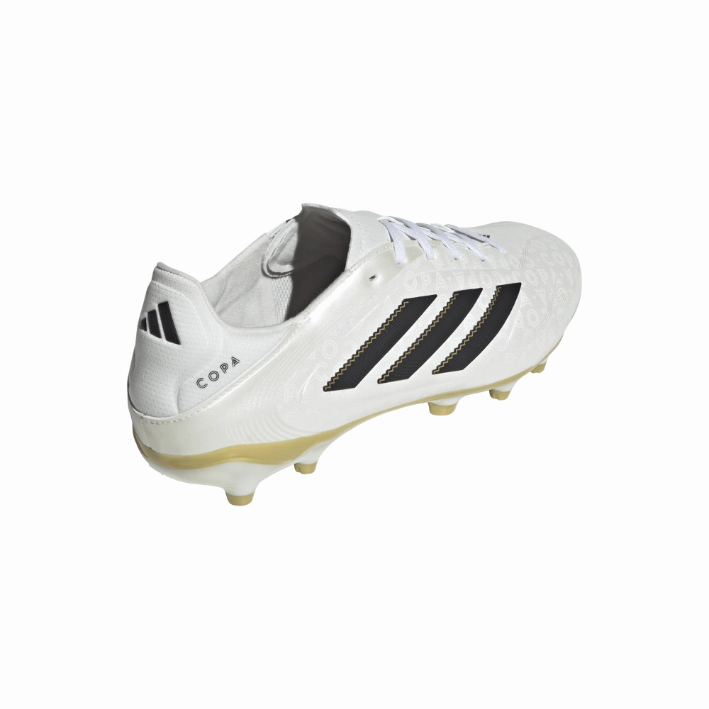 Thermoplastic Polyurethane Plate Adjustable Closure Adidas Copa Pure 3 League FG/MG Football Boots (Zero Metallic/Core Black/Gold Metallic)