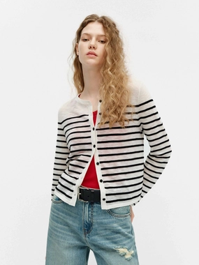 Lightweight Striped Cardigan Light Fabric