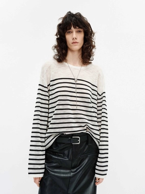 RibbedCuff Lightweight Striped Sweater