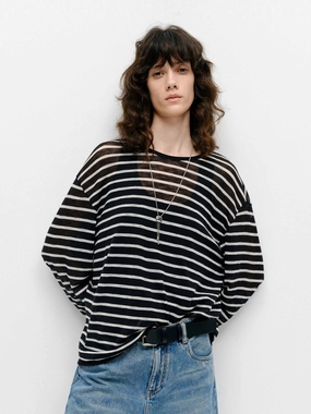 AntiStaticTreatment Hidden Pocket Lightweight Striped Top