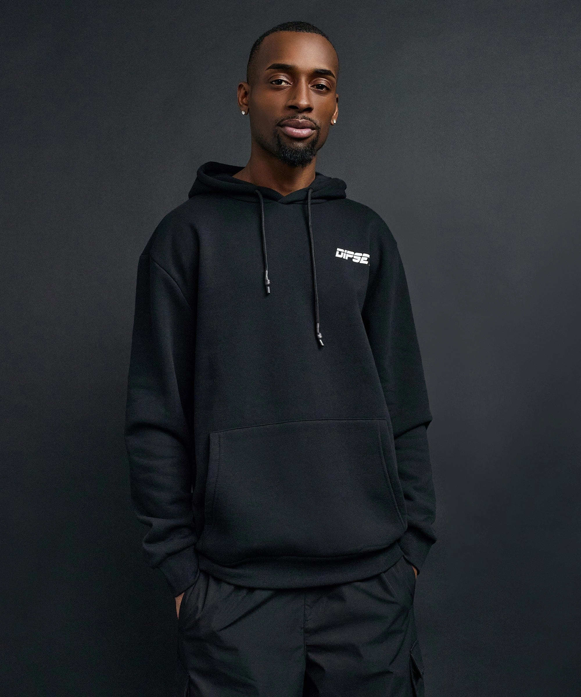 ZipClosure Eagle Back Print Hoodie - Black