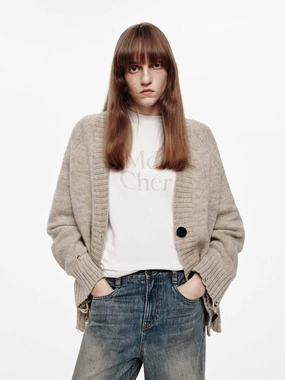 AbrasionResistantFabric UV protection coating Ripped Detail Wool Cardigan