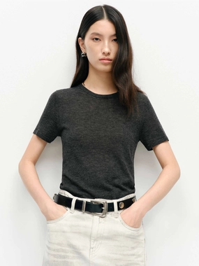 Wear Resistant Fabric DoubleLayeredCollar Lightweight Wool Top