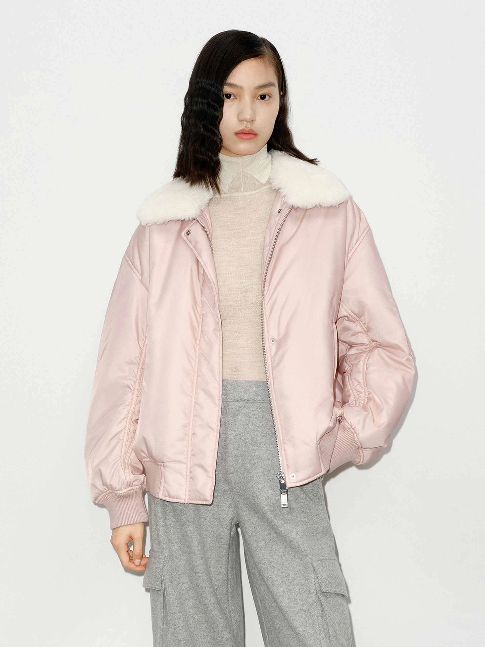 Fur Collar Quilted Jacket Stylish Daily Fit