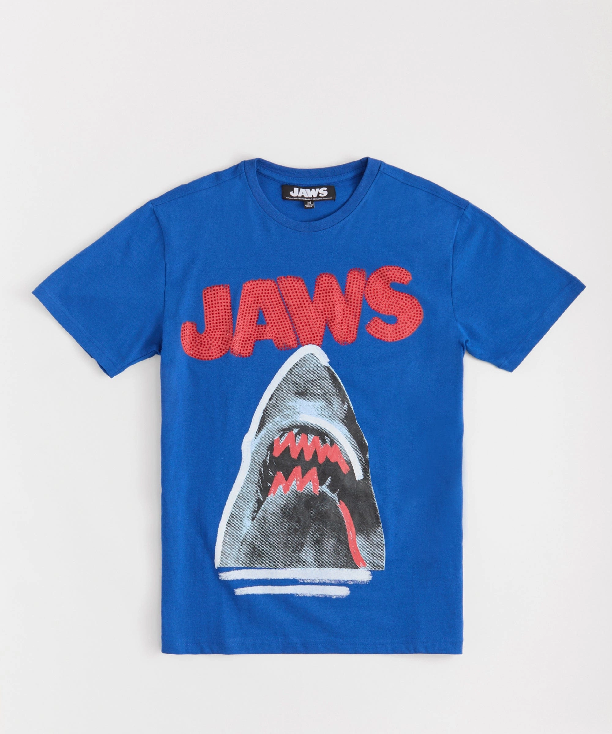 Jaws Rhinestone Short Sleeve Tee - Blue MultiPanel Design