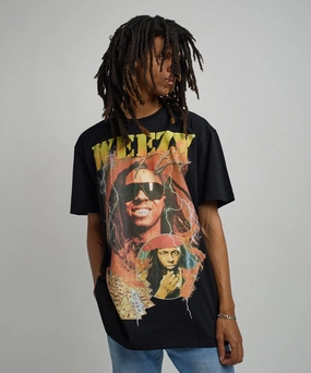 Lil Wayne Hustler Musik Short Sleeve Tee - Black Anti Static Weave Technology Sporty Blouse