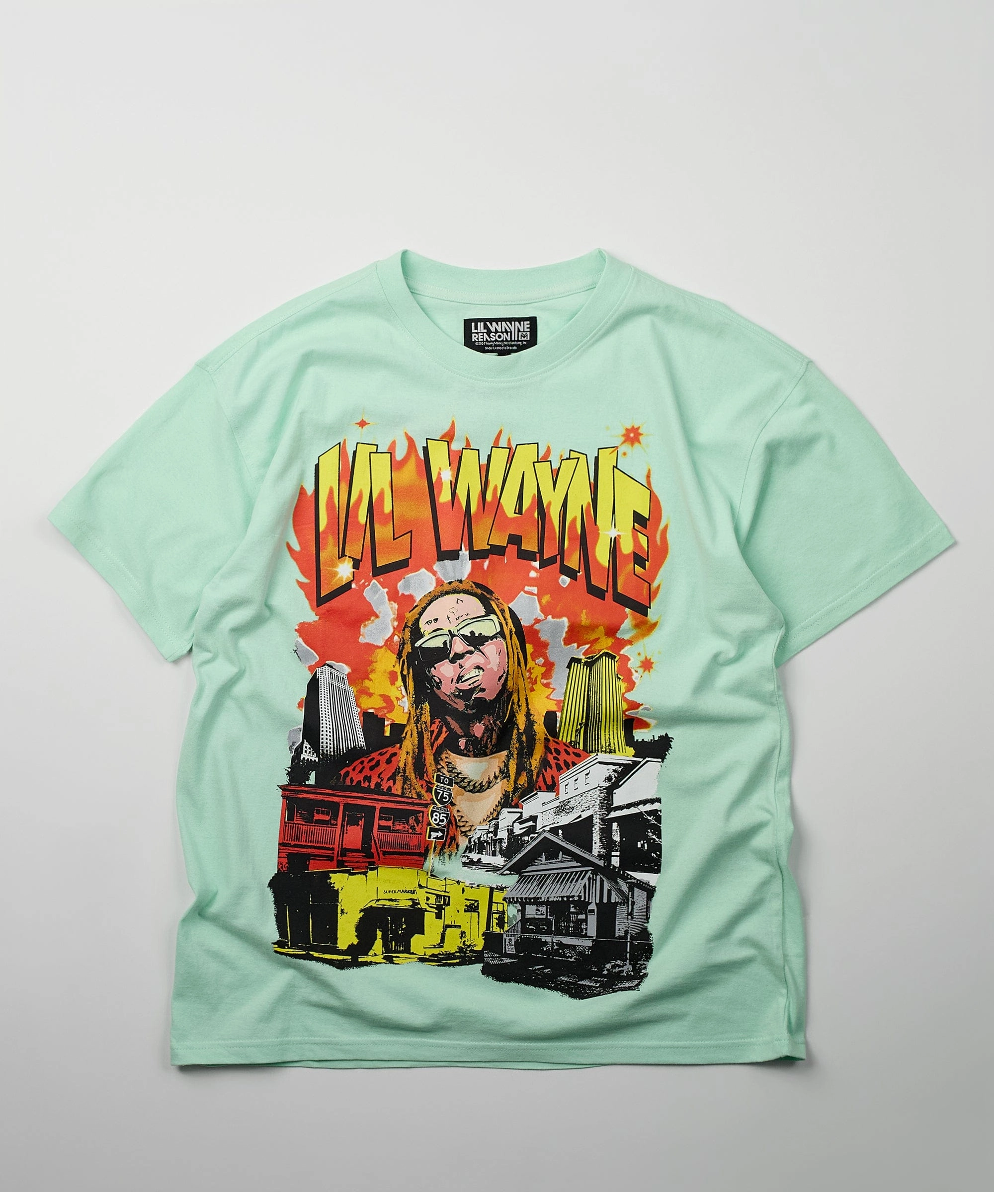 Lil Wayne New Orleans Short Sleeve Tee - Mint Flexible Knit Fabric