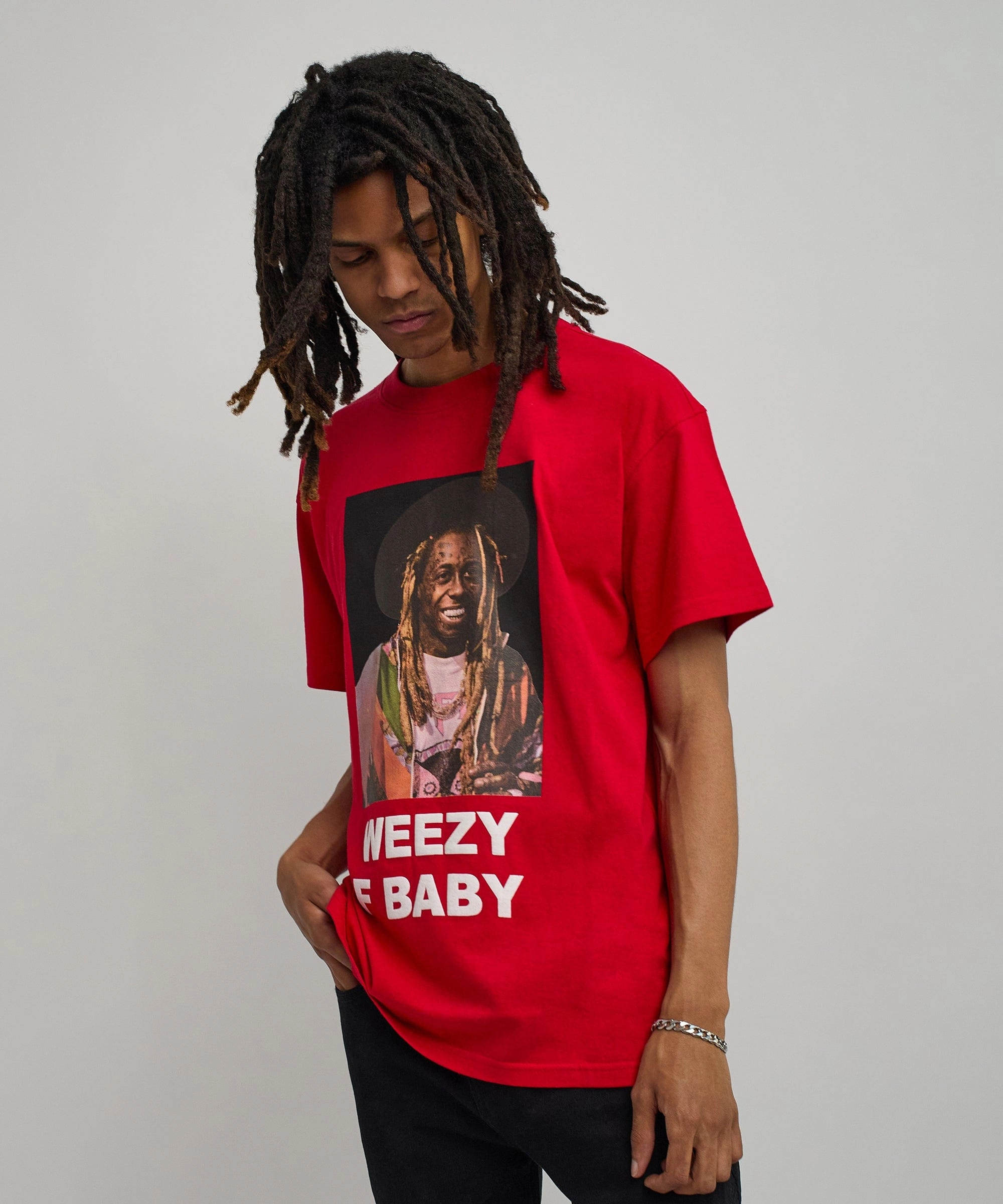Lil Wayne Weezy F Baby Photo Short Sleeve Tee - Red Convertible Design