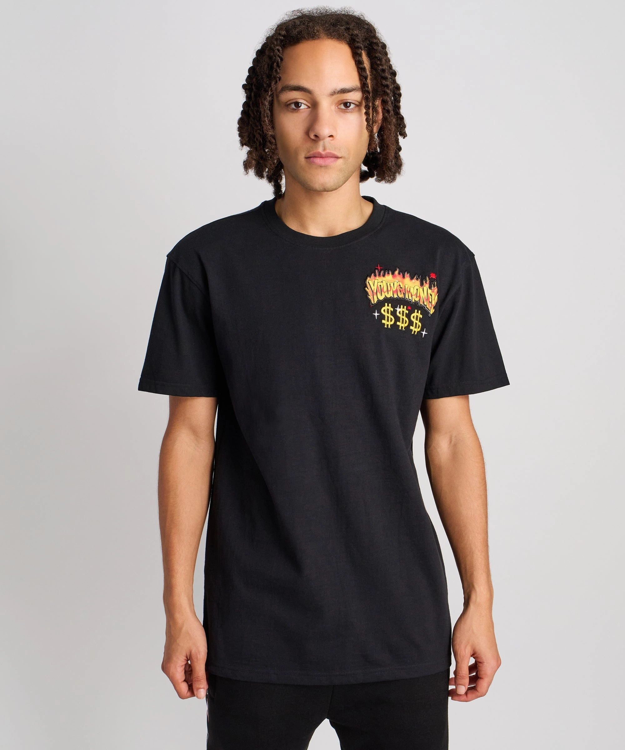 VNeck Style Lil Wayne Young Graffiti Short Sleeve Tee - Black