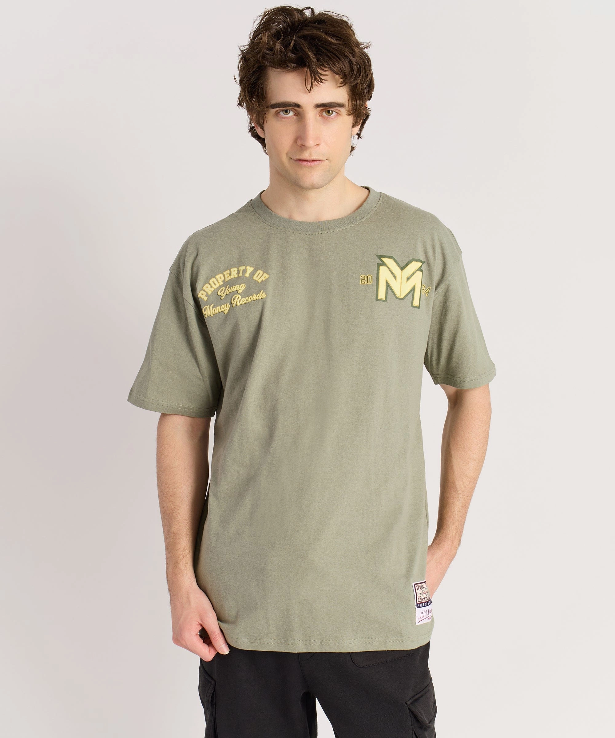 Breathable3DKnit Winter Wardrobe Lil Wayne Young Money Records Short Sleeve Tee - Olive Green