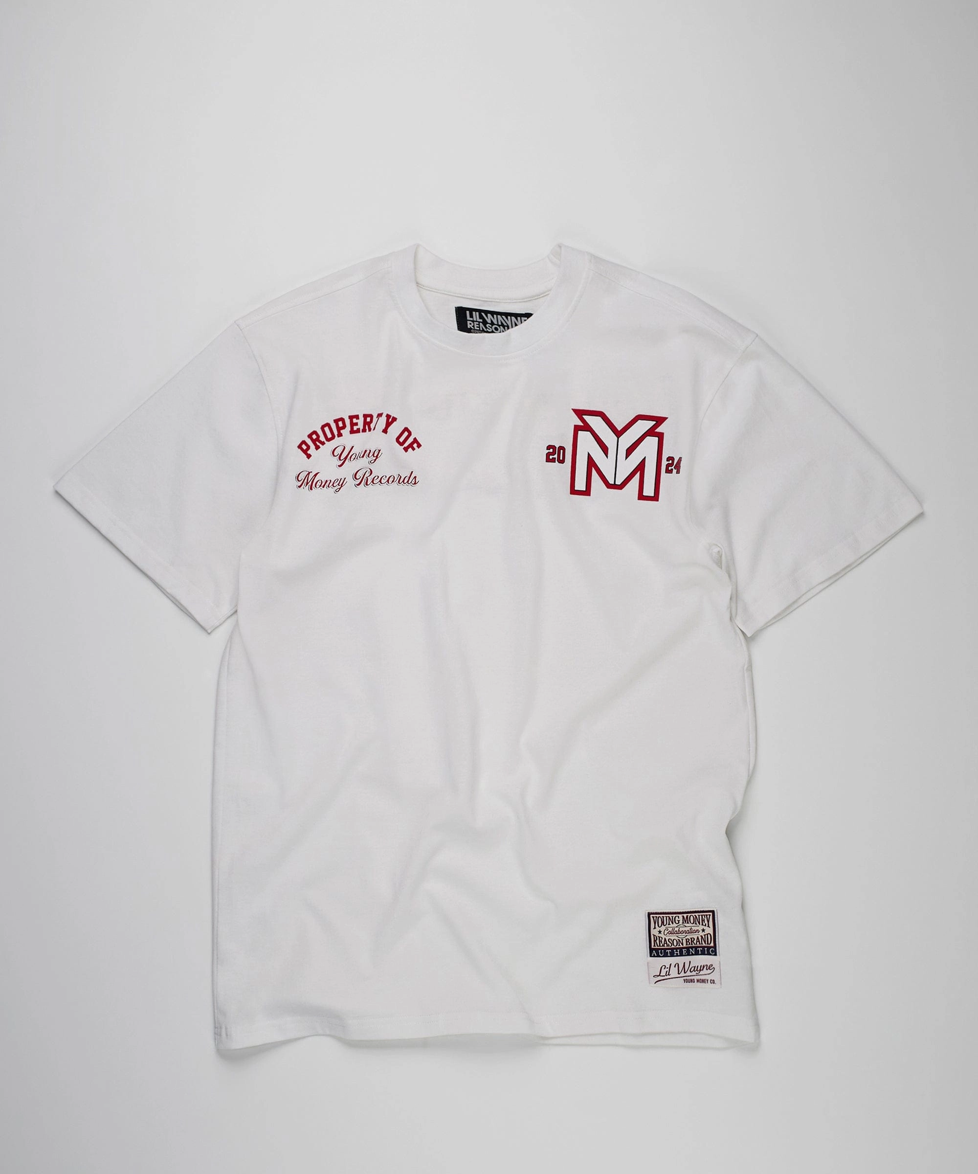 SublimatedPrint Weighted Hem Lil Wayne Young Money Records Short Sleeve Tee - White