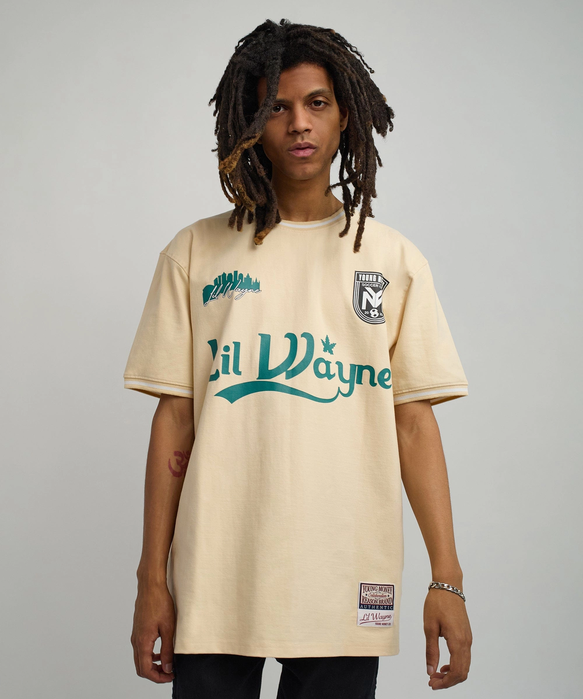 Lil Wayne Young Money Soccer Jersey - Khaki LowProfileZipperSystem Elasticated Hem