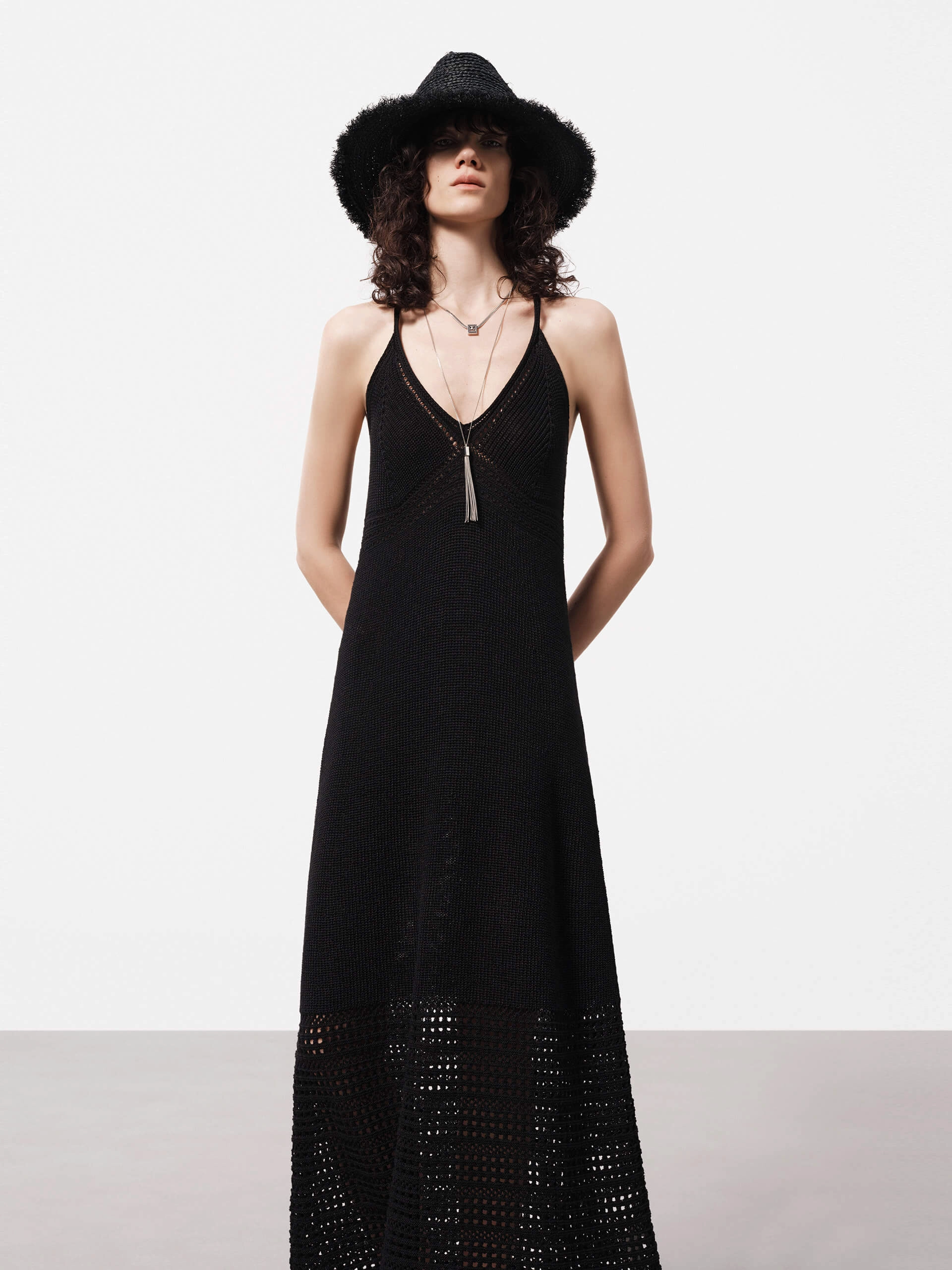 Linen Blend Crochet Dress Sophisticated Elegance Non-Iron