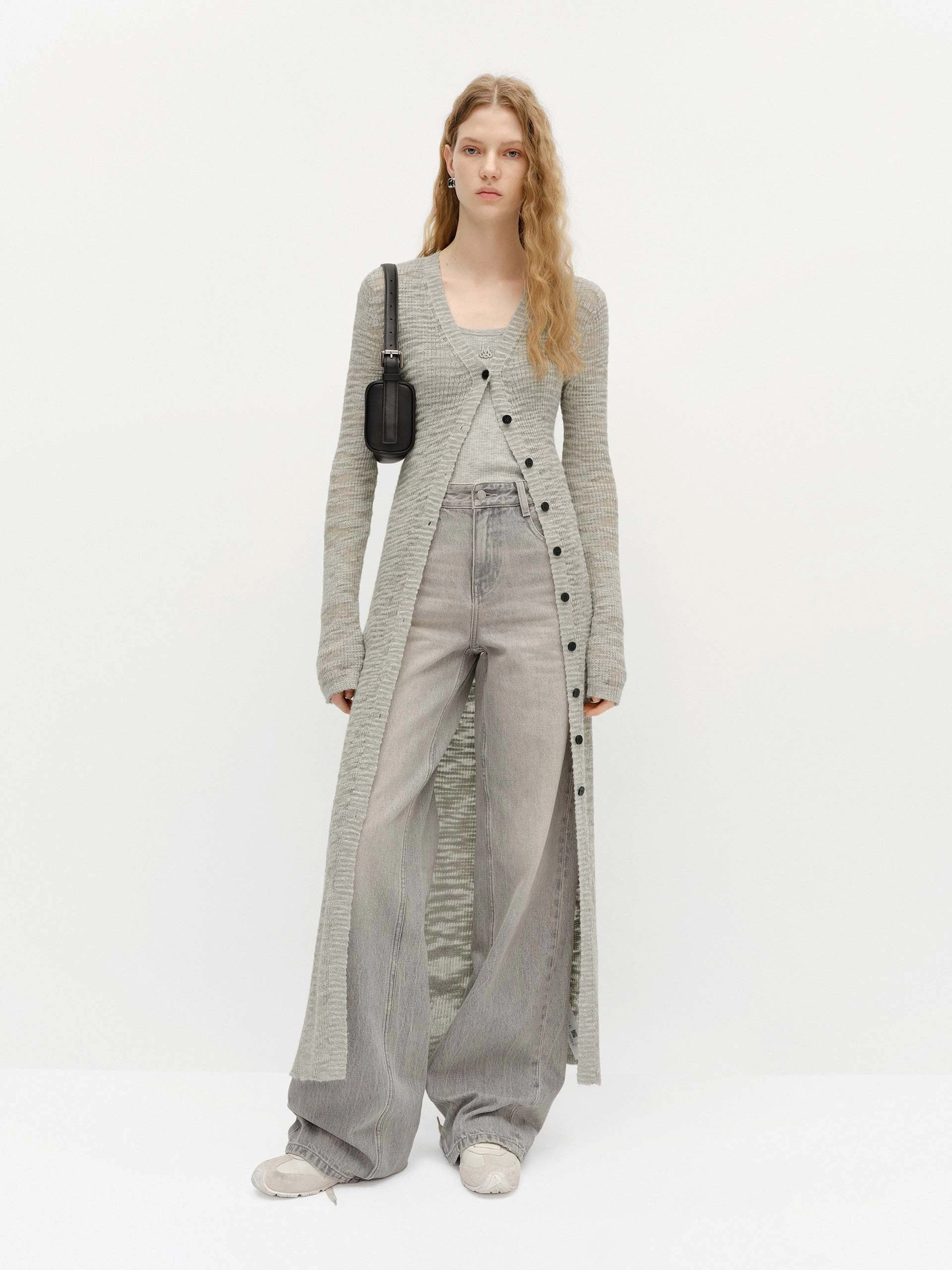 SlubTexture Linen Blend Long Cardigan