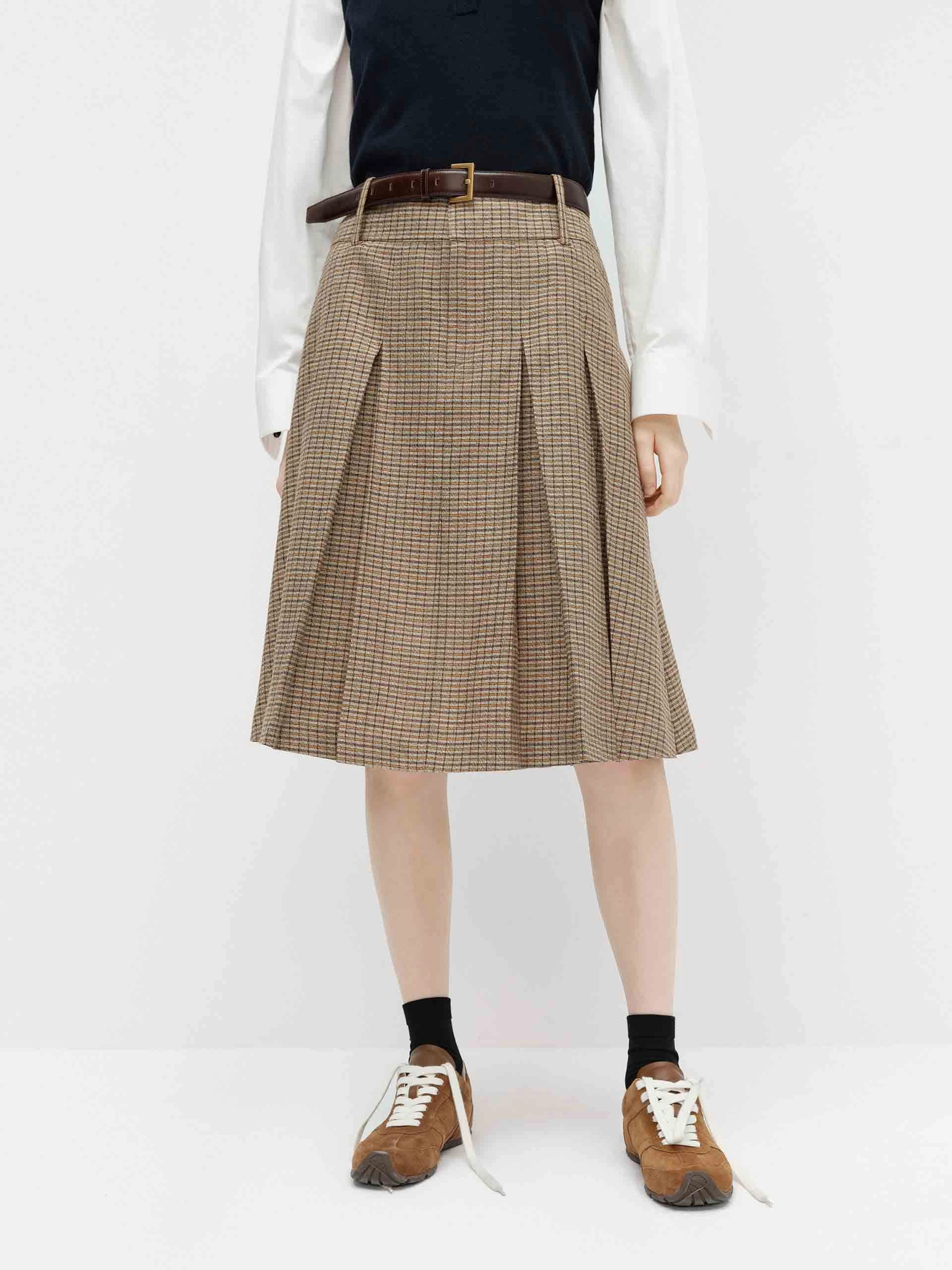 Linen Blend Pleated Skirt ComfortFit