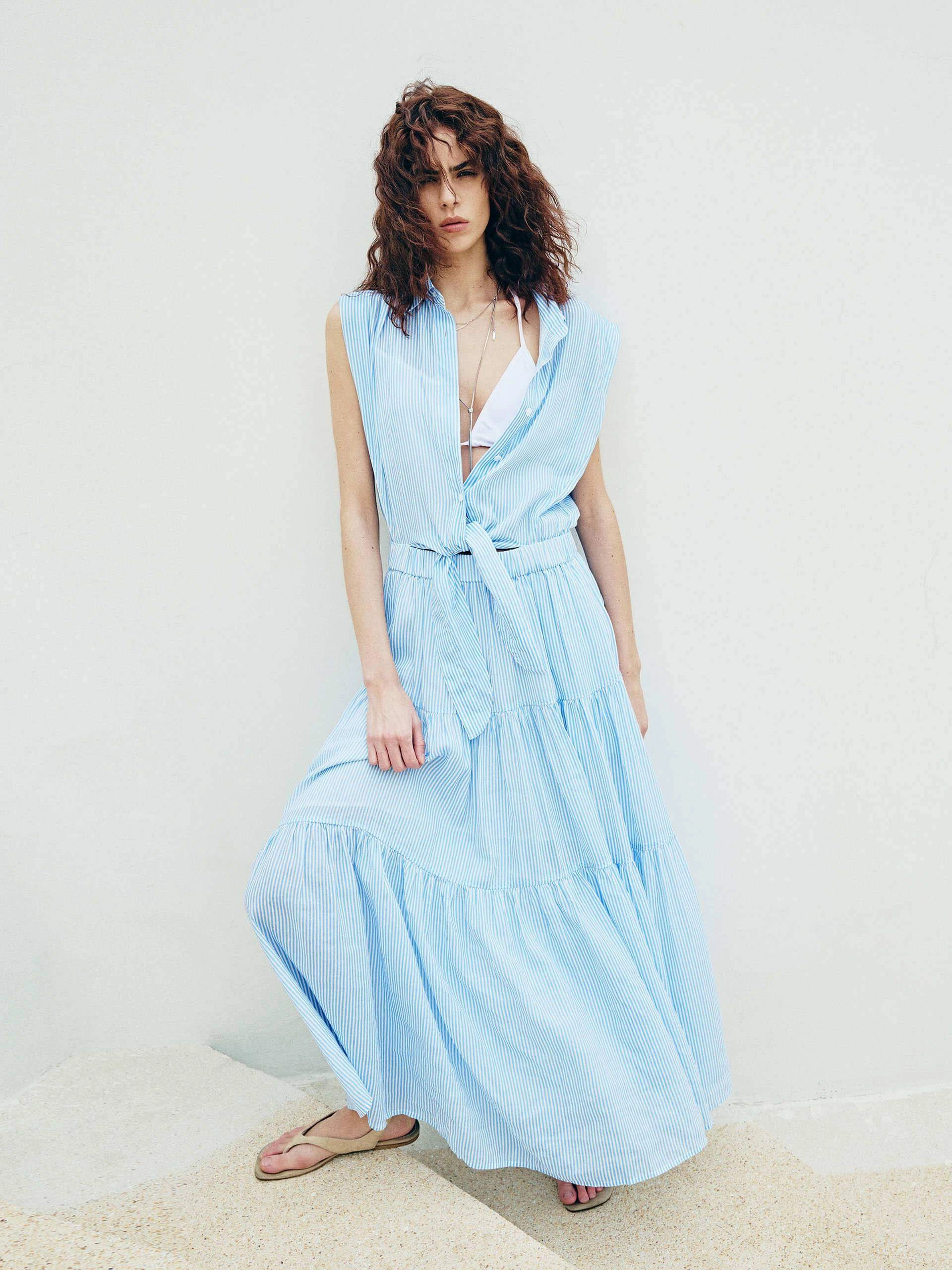 Water-resistant Feminine Cut Linen Blend Sleeveless Dress