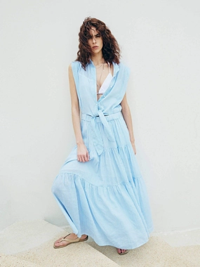 Curvy Glam Linen Blend Sleeveless Dress