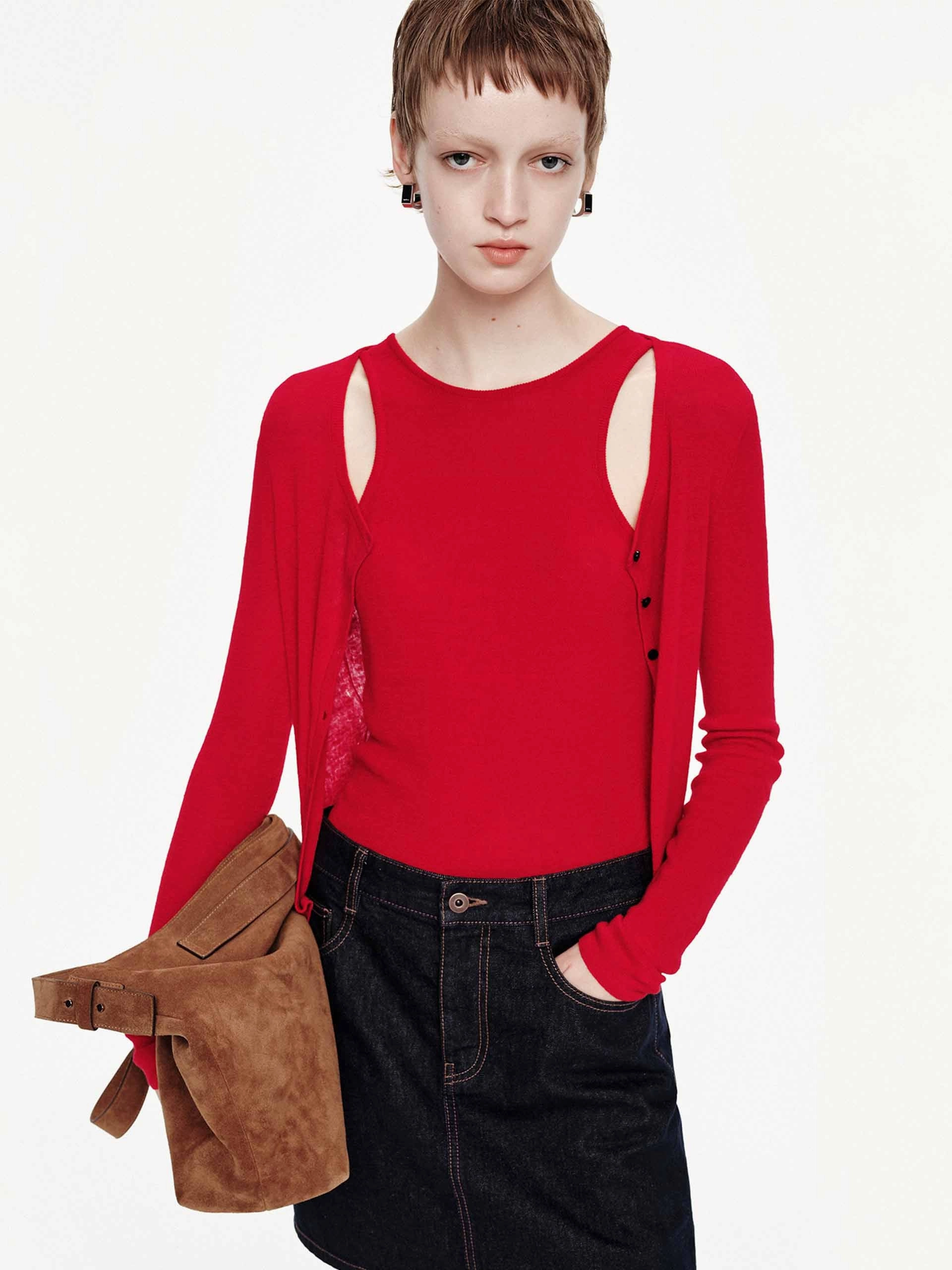 Non Restrictive Armhole Cut Linen Cotton Button Cardigan