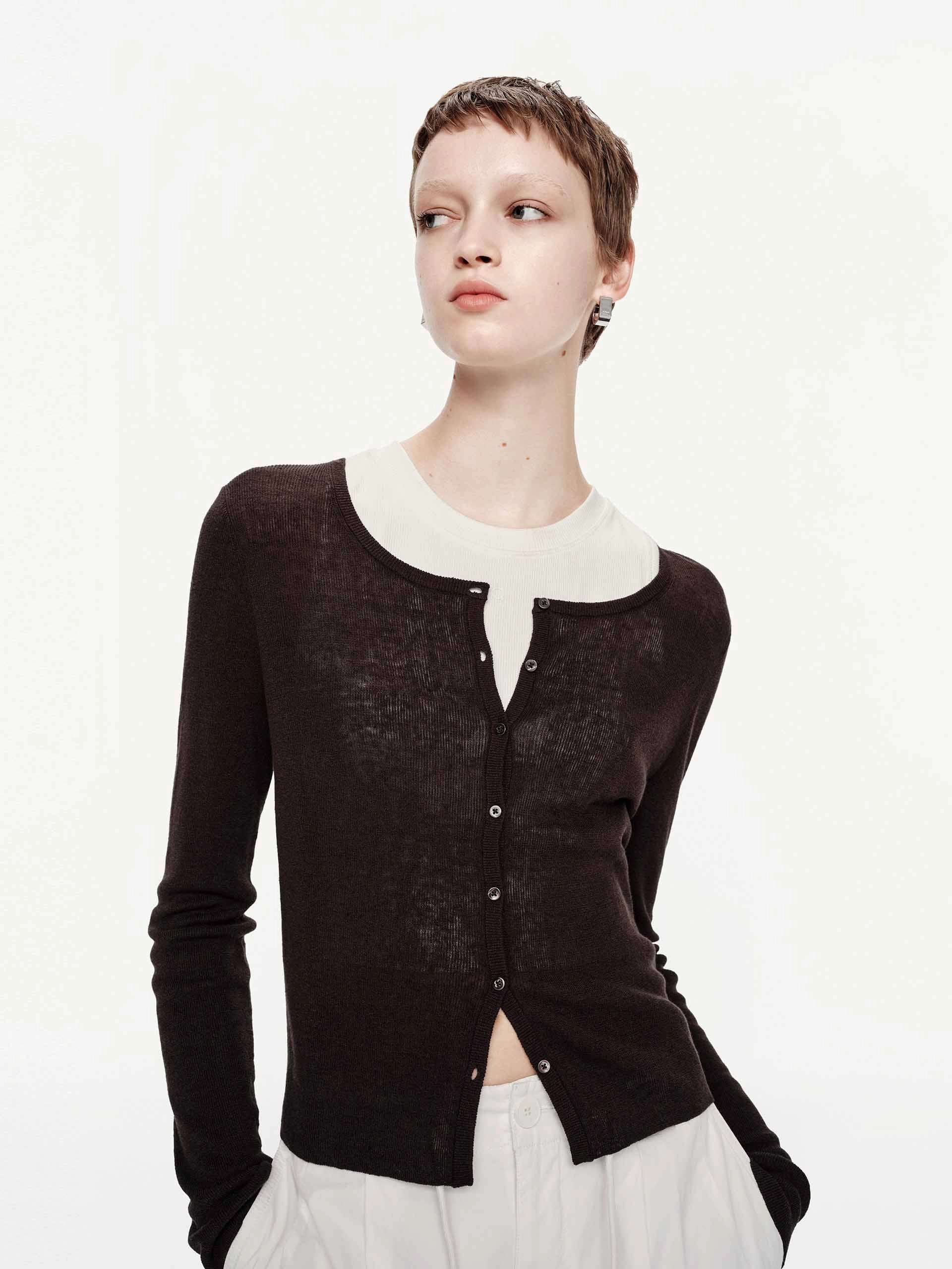 Linen Cotton Button Cardigan Timeless Cut