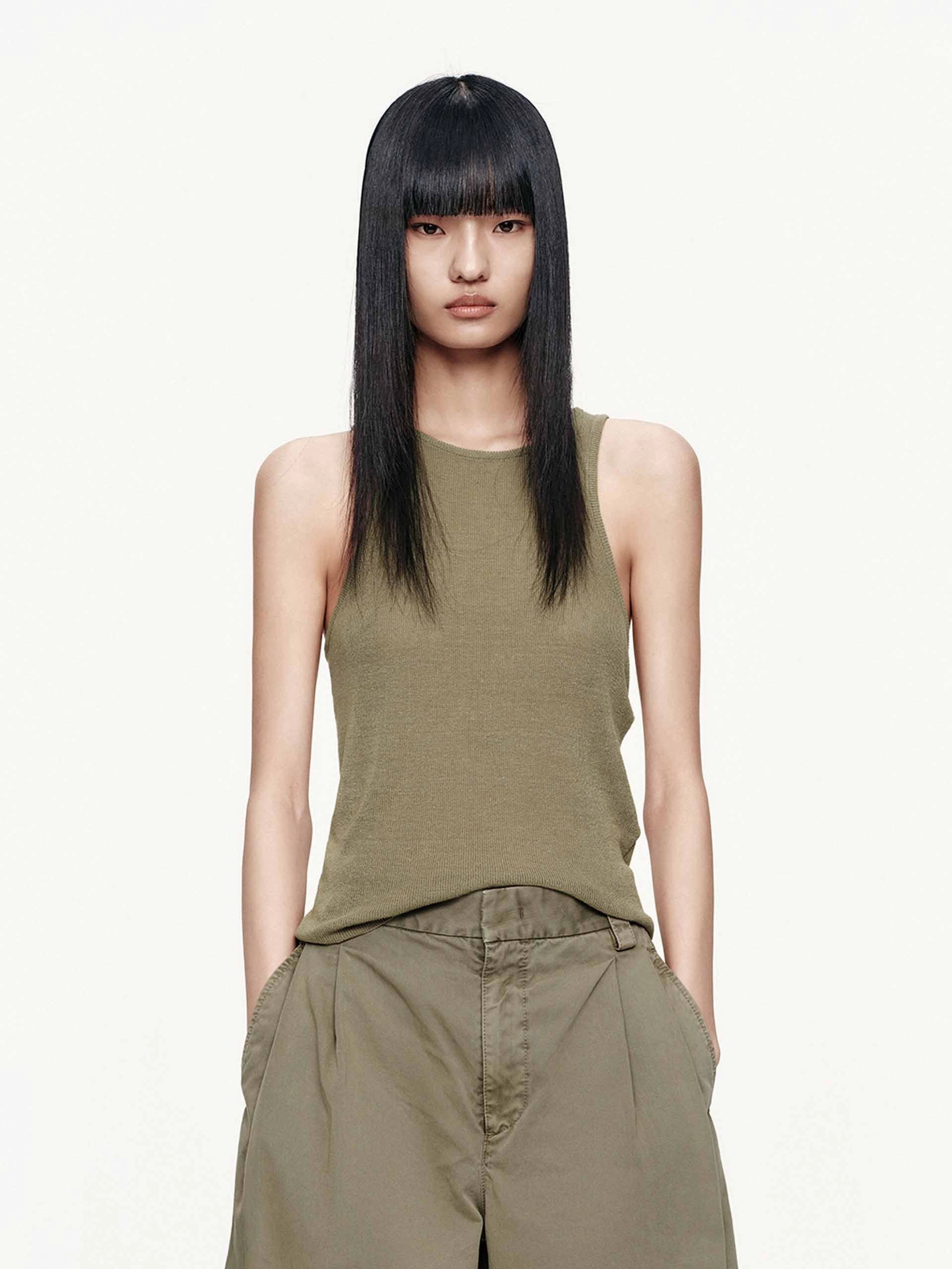Linen Cotton Sleeveless Tank SweatWicking Fabric