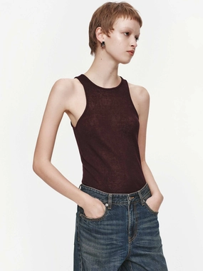 Ultraviolet Protection Finish Linen Cotton Sleeveless Tank