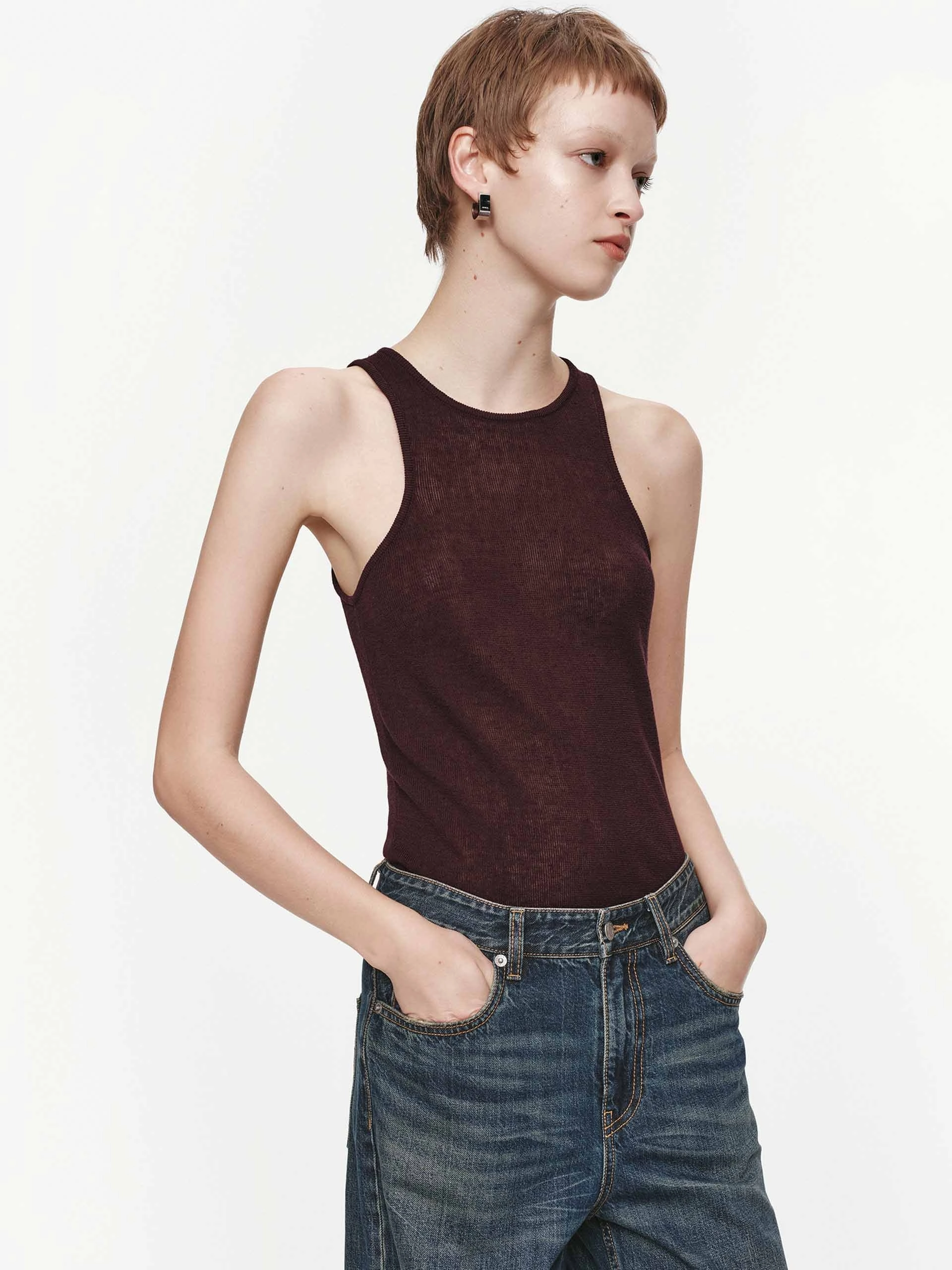 Linen Cotton Sleeveless Tank AntiOdor WrinkleFree Structure