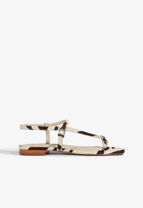 Hope Step Breathable fabric Lisa Animal Print Leather Flat Sandal