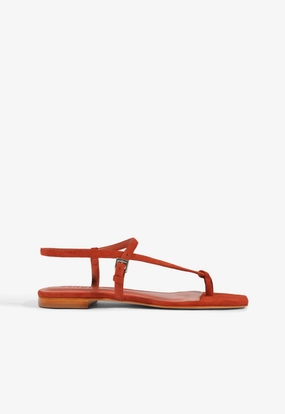 Beach Glow Timeless Comfort Shoes Lisa Red Suede Flat Sandal