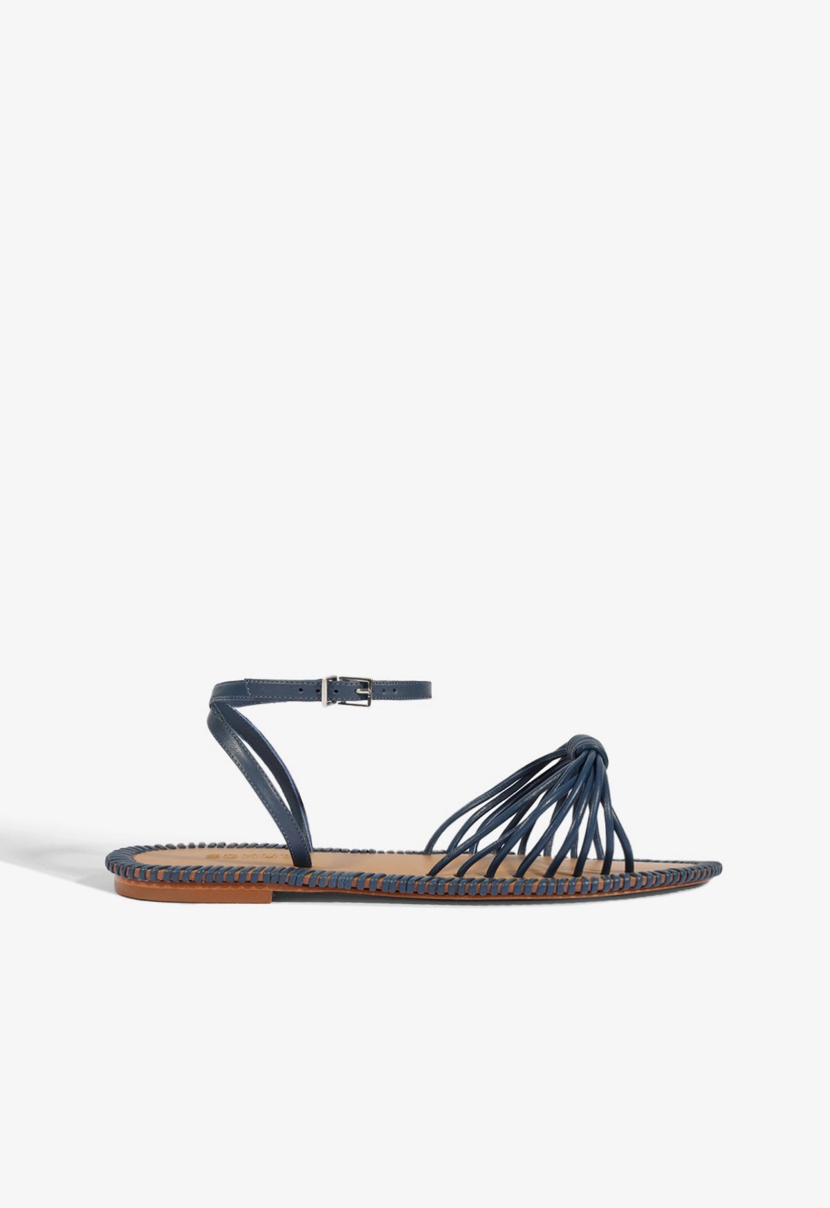 Livia Blue Leather Flat Sandal Beach Air Ceremony Look