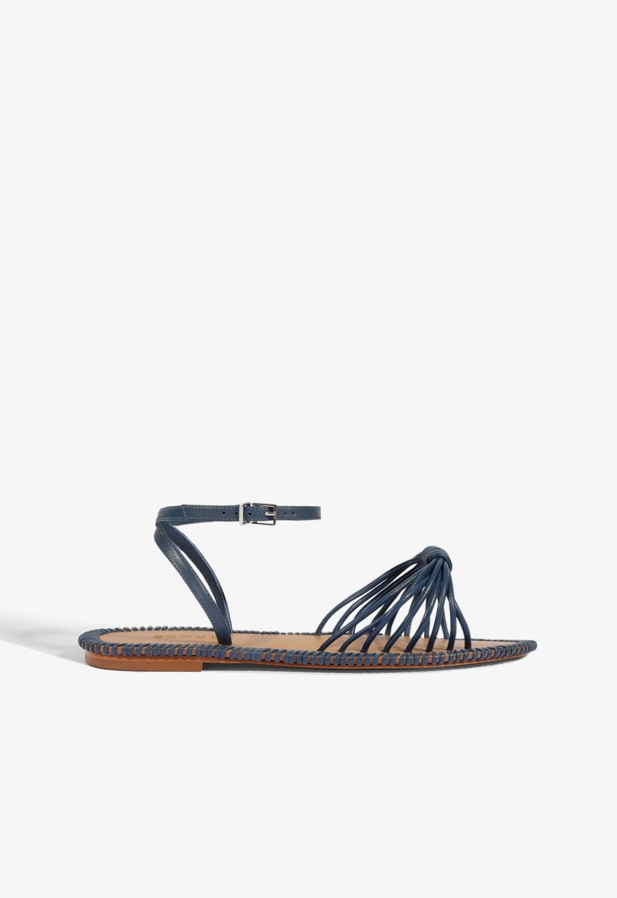 Soft Walk Classic Slip-Ons Livia Blue Leather Flat Sandal