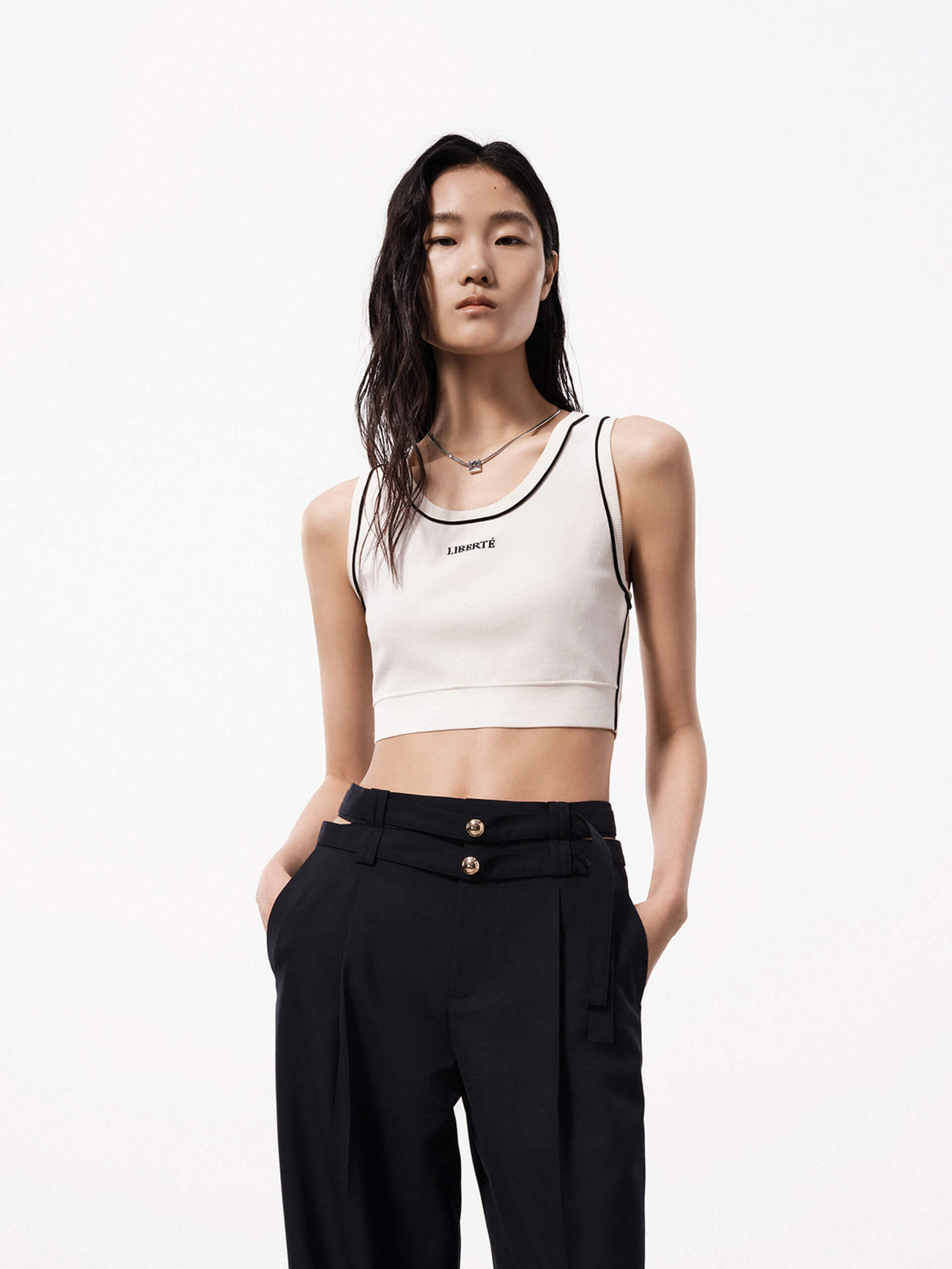 Front Letter Cropped Tank Outdoor Apparel Softened Edges