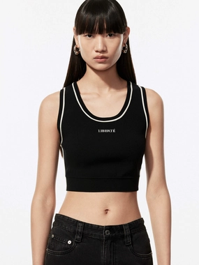 Front Letter Cropped Tank NonChafe Tag Placement Denim Shirt