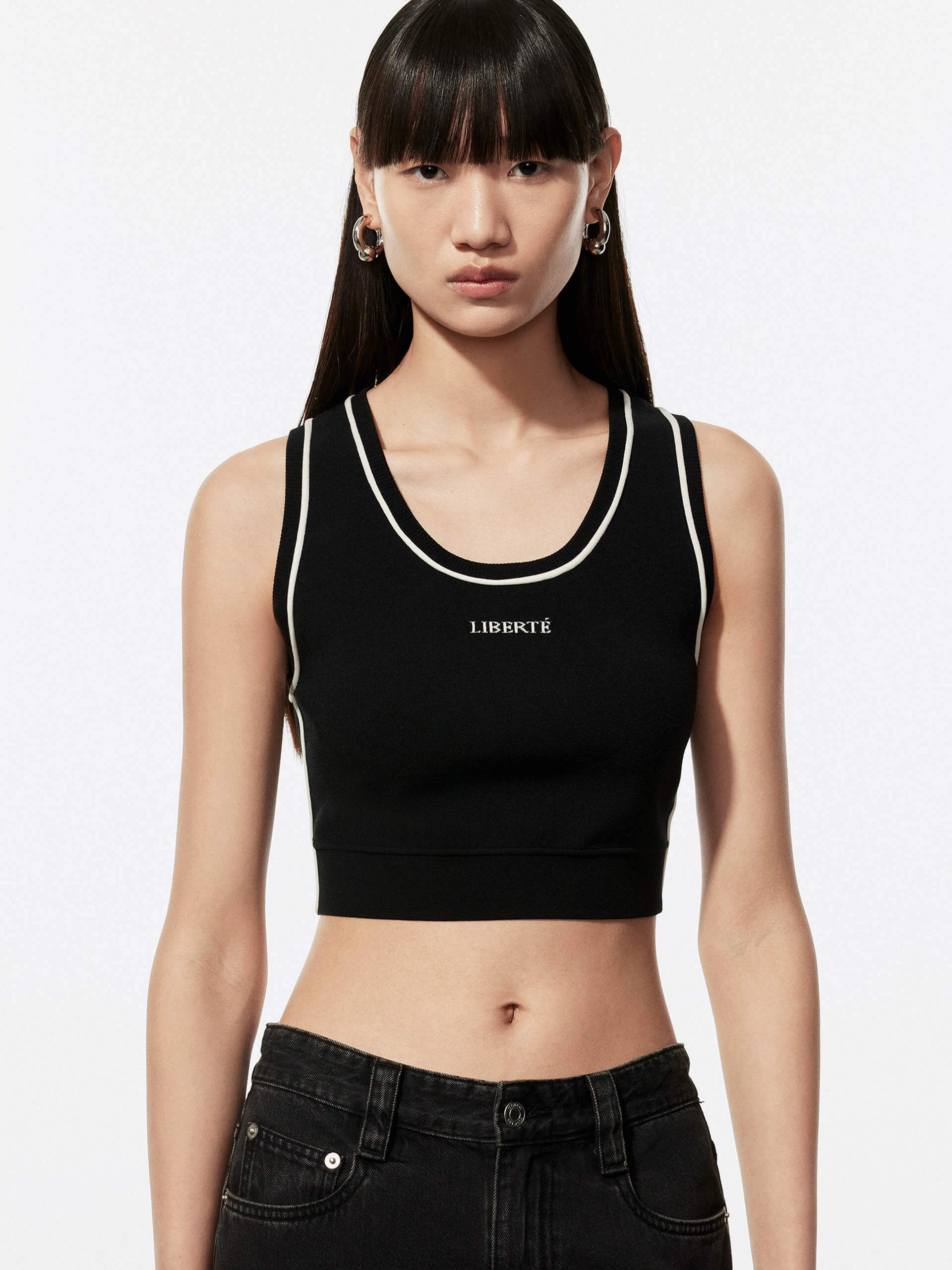 MoistureWicking Front Letter Cropped Tank