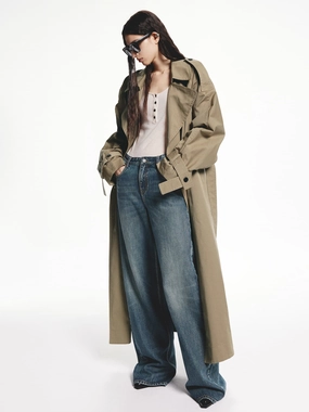 Easy Wear Breathable Technology Long Belted Trench Coat