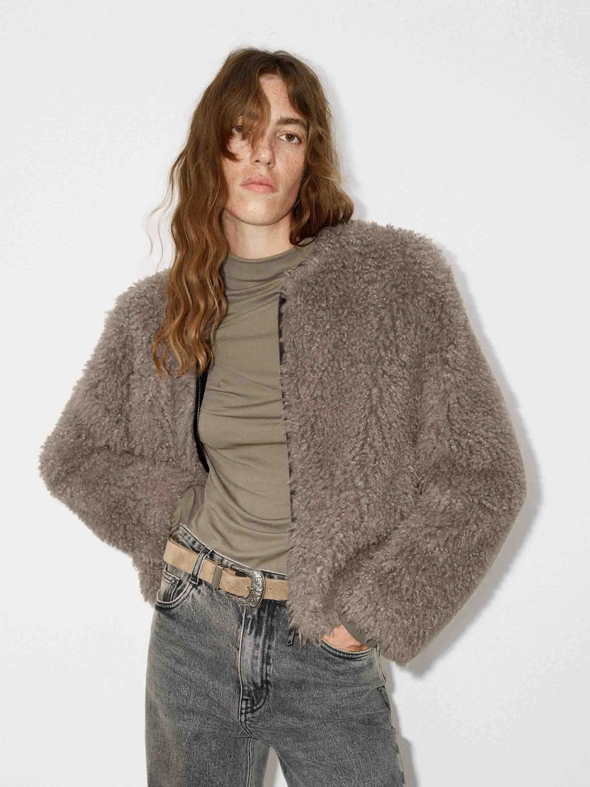 Changeable Style High Loft Insulation Cropped Zipper Fuzzy Coat