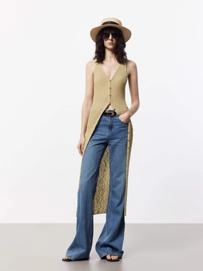 Shape Retention Fabric Reinforced Seam Technique Long Line Cotton Cardigan