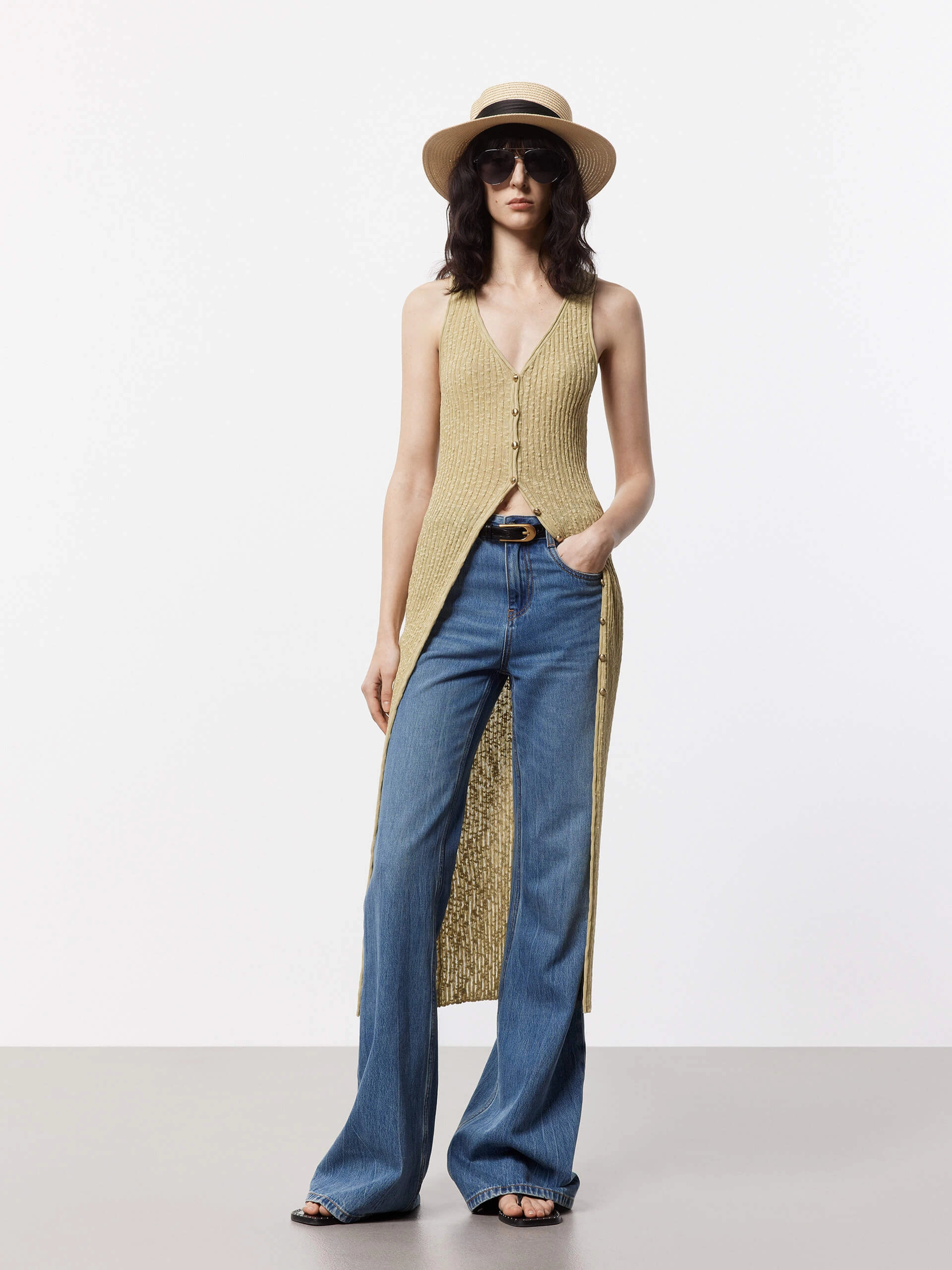 Shape Retention Fabric Reinforced Seam Technique Long Line Cotton Cardigan
