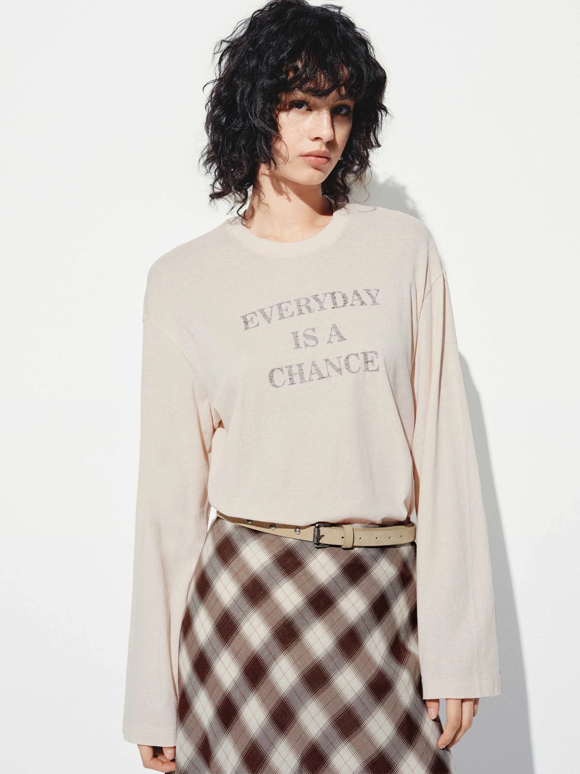 Stylish and Easygoing Recycled Material Long Sleeve Letter Print T-shirt