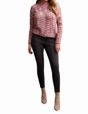 Long Sleeve Mock Neck Sweater In Azalea Winter Layering Look
