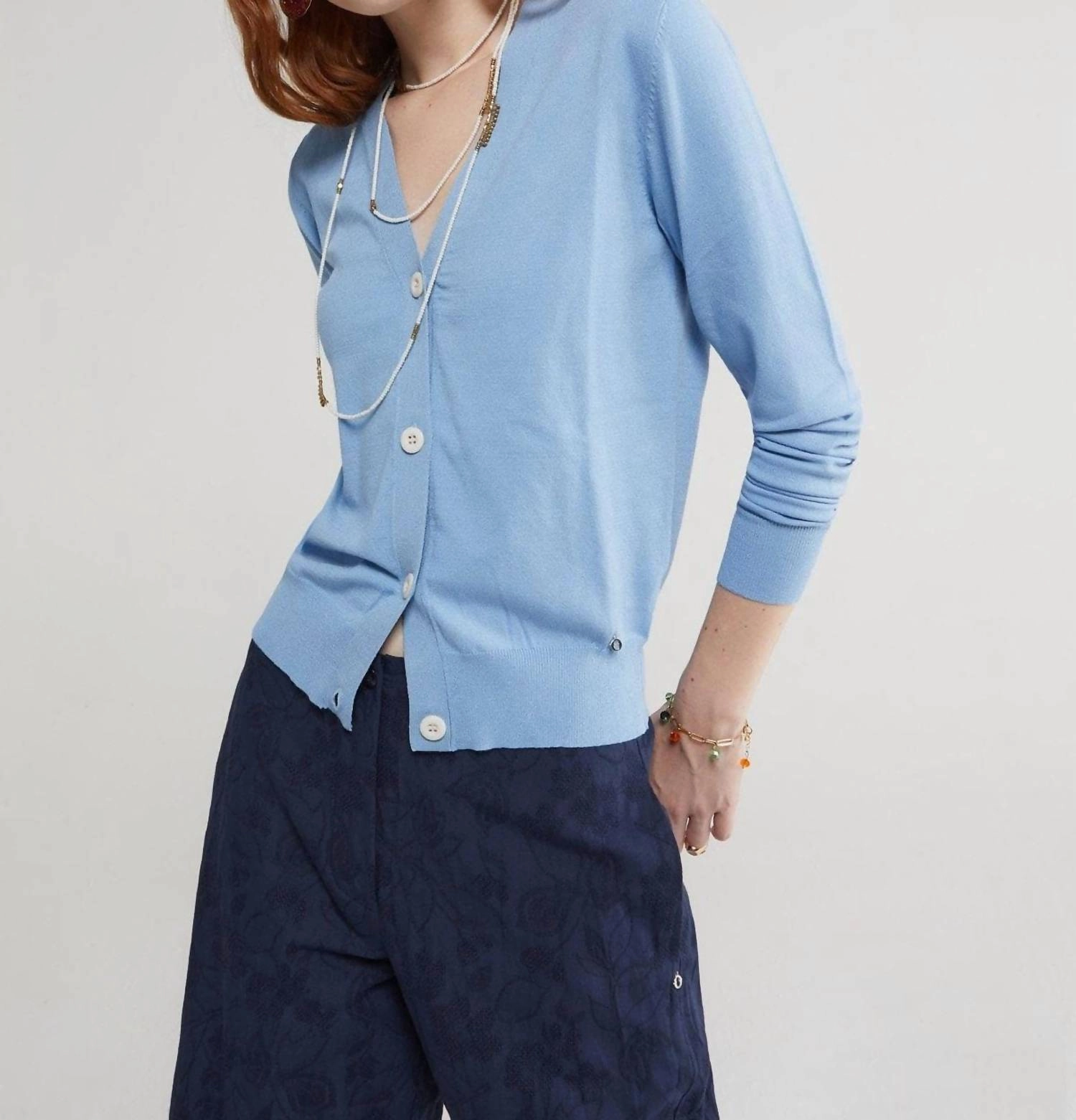 Long Sleeves Cardigan In Cielo Winter Style