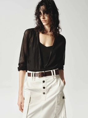 Long Sleeves Sheer Cardigan Quick Release Fastener