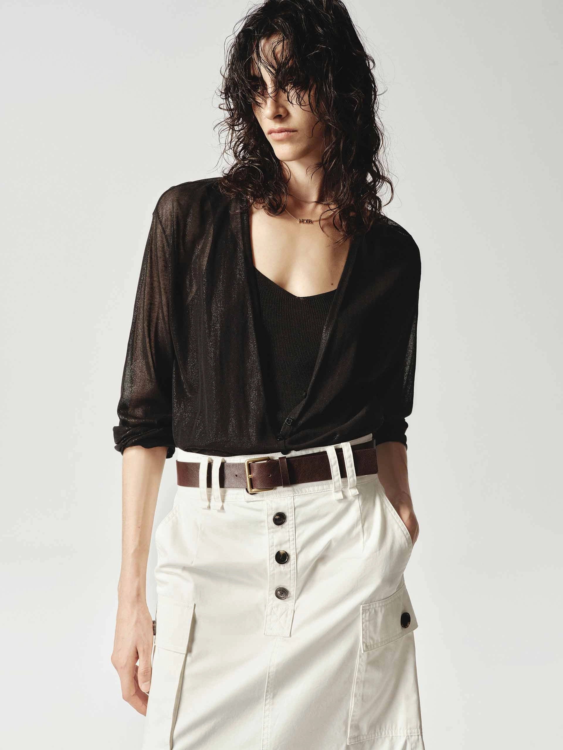 Long Sleeves Sheer Cardigan Quick Release Fastener