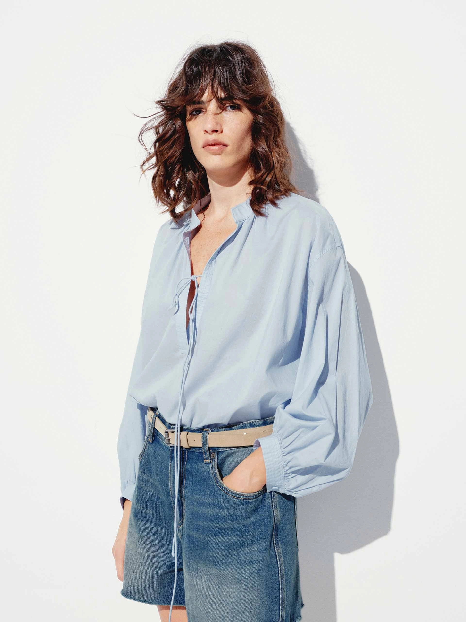 Long Sleeves Tie Blouse Anti Pilling Technology NonIrritatingSeams