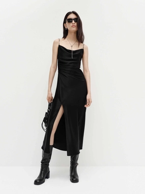 Longline Satin Cami Dress Fashion Look