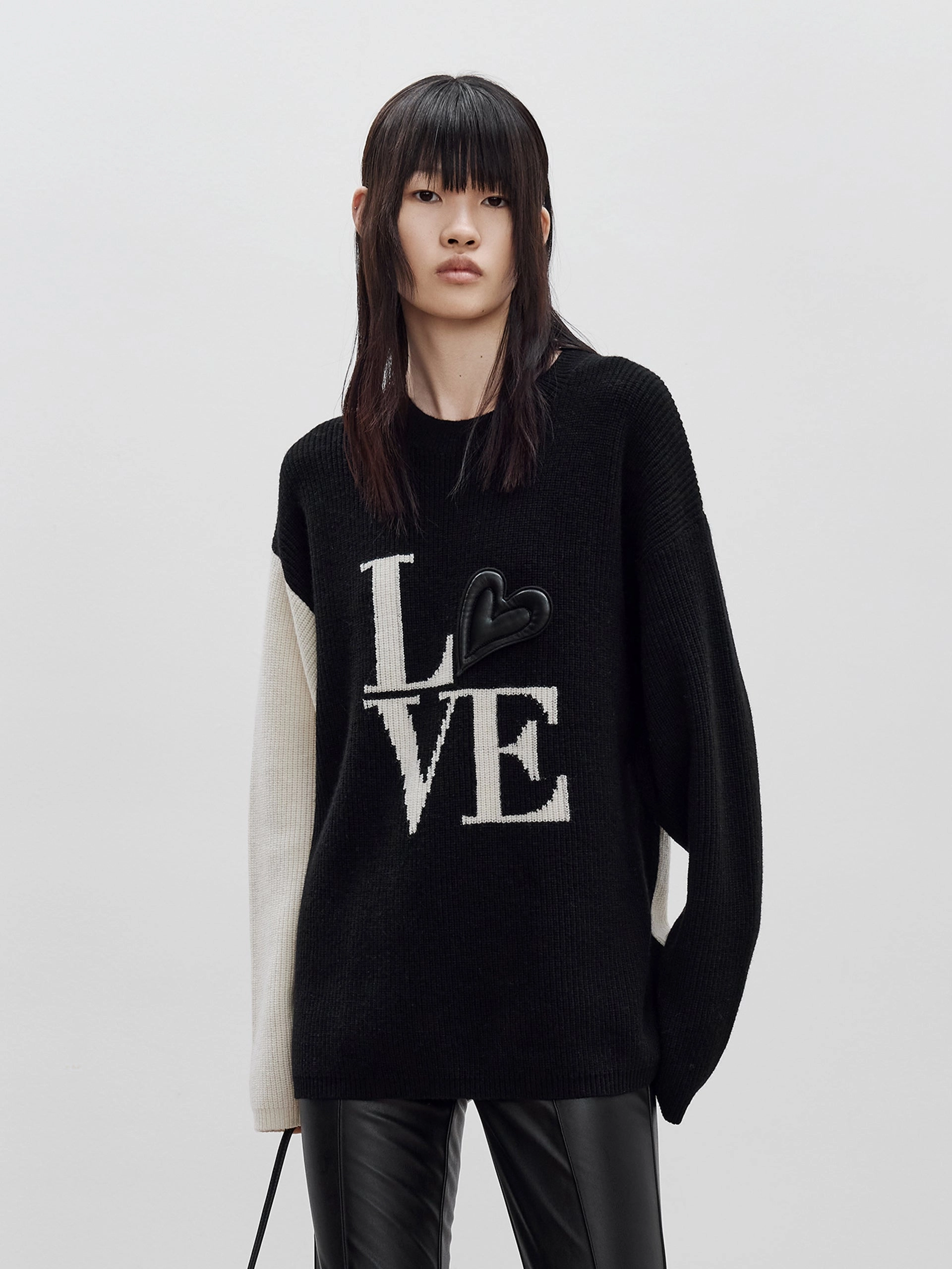Wool Drop Shoulder Knit Pullover Low Profile Waistband Integration Ribbed Trim Details