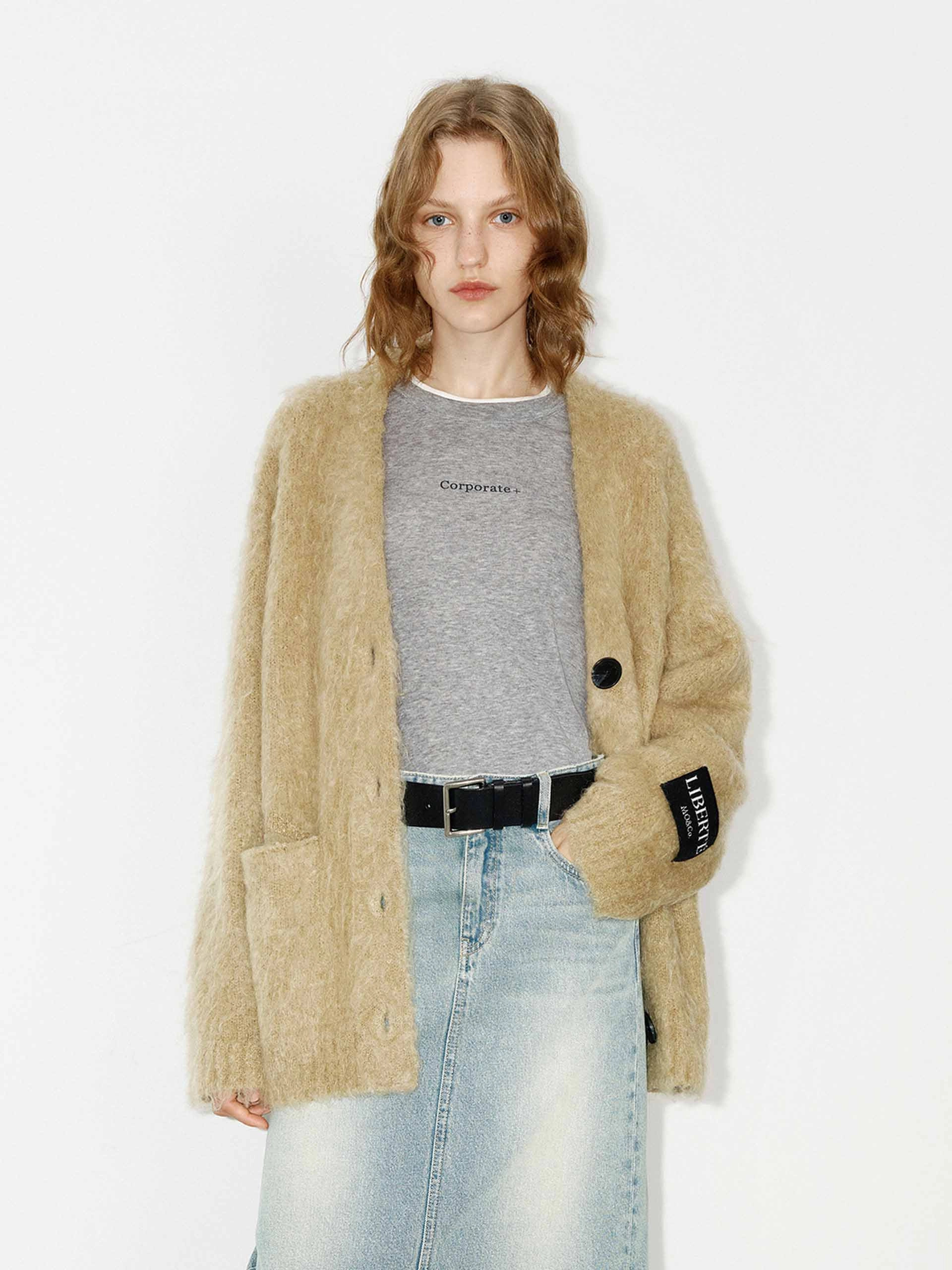 AntiPillingTechnology Loose Brushed Knit Cardigan