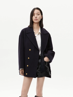 Comfortable Wear Tagless Comfort Collar Loose Double Breasted Coat