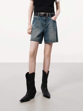 Loose Fit Denim Shorts Four Way Stretch