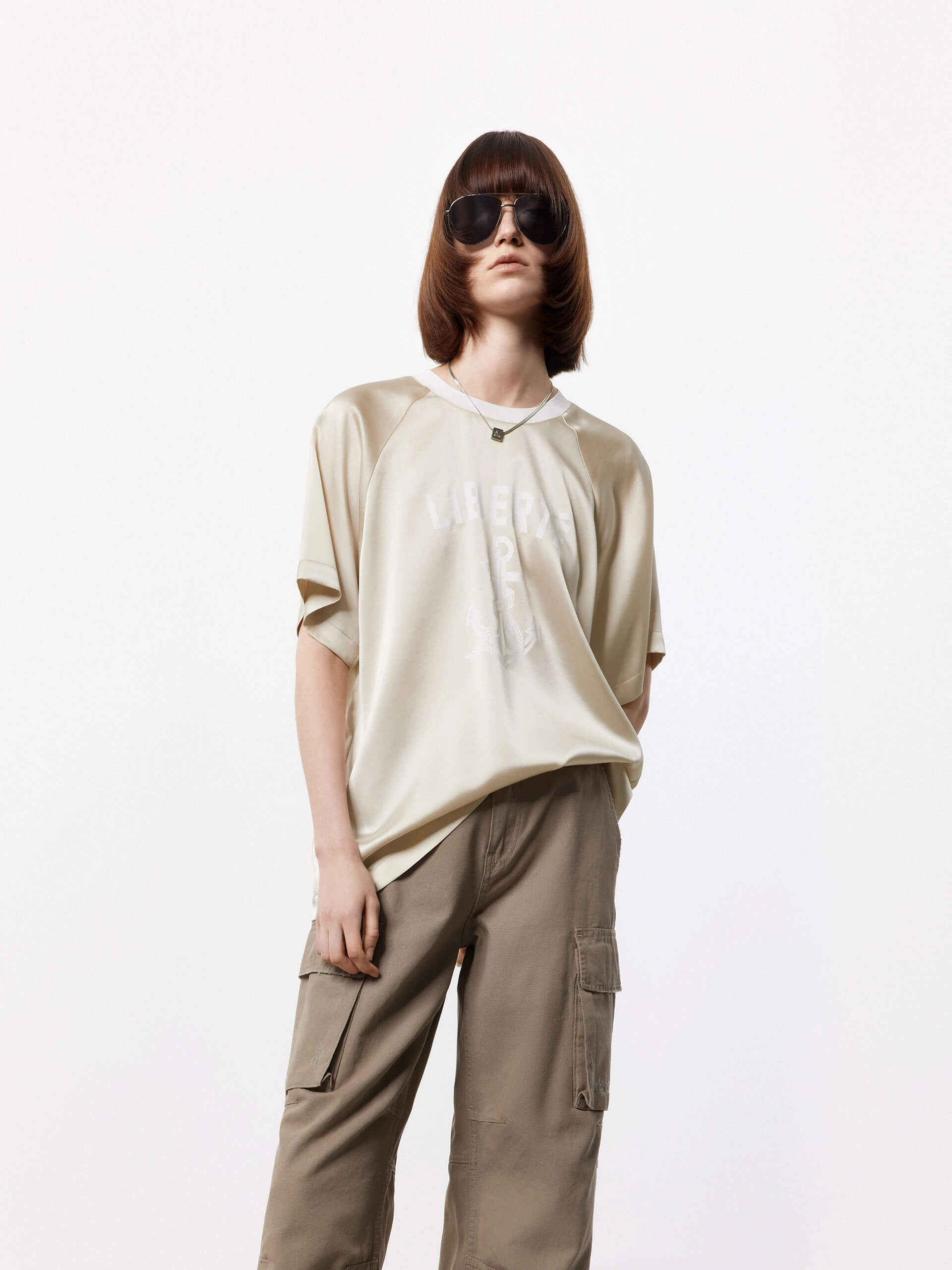 Loose Fit Satin Top VentilatedMesh Non Restrictive Armhole Cut